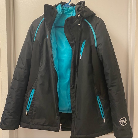 Nautica two in one winter coat! L/XL in great condition. Black with teal - Picture 1 of 12